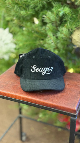 Seager Branded Corduroy Cap Black
