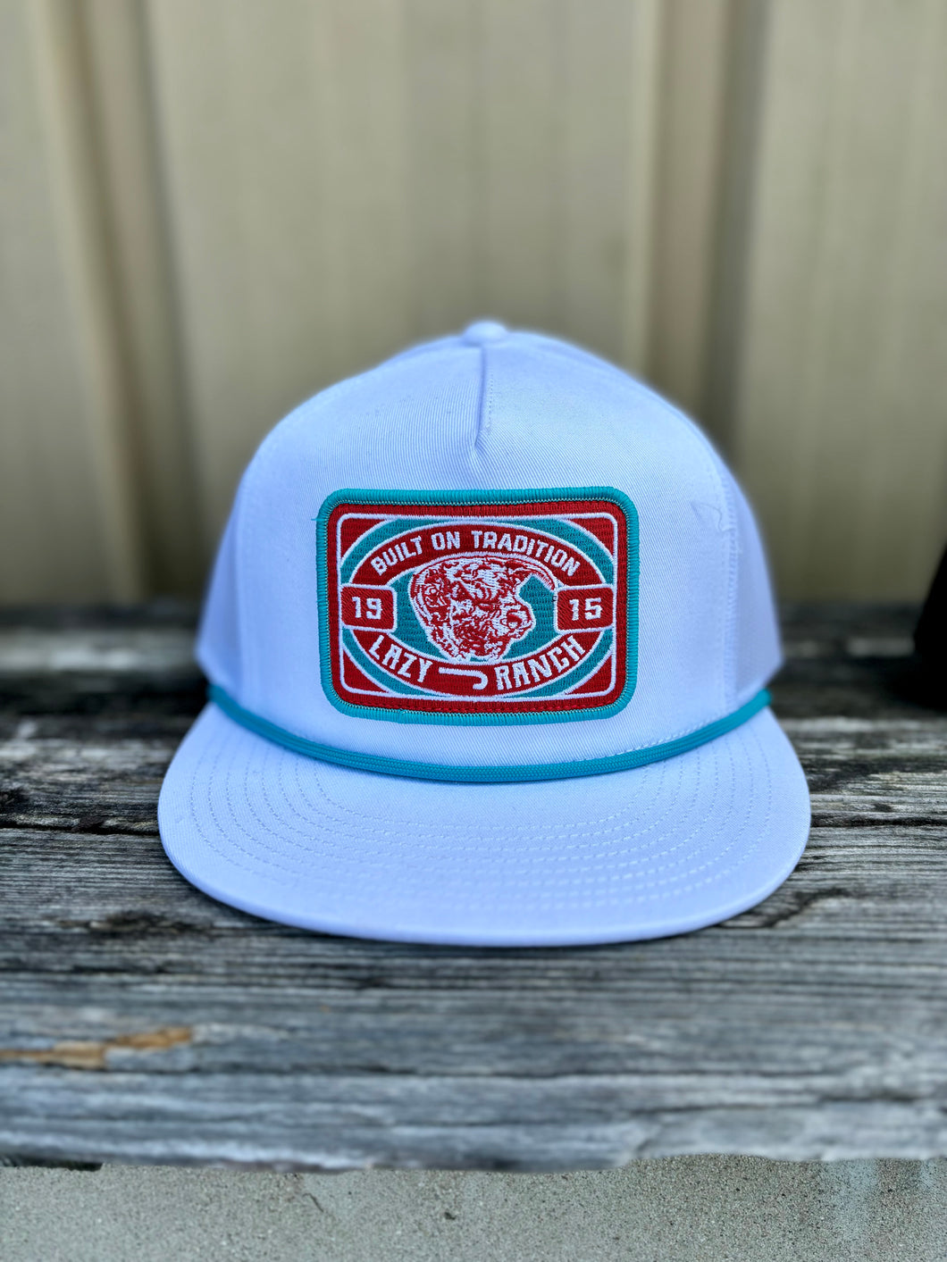 Lazy J White and Orange Cap