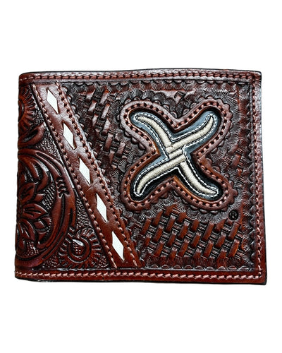 Twisted X Tooled and Bucklaced Leather Bifold Wallet