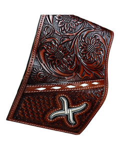 Twisted X Tooled and Bucklaced Leather Bifold Wallet