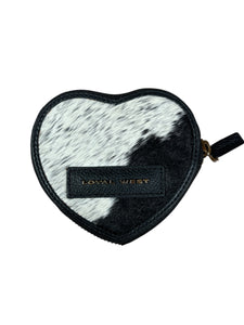 Loyal West Cupid Coin Pouch - Black And White Cowhide