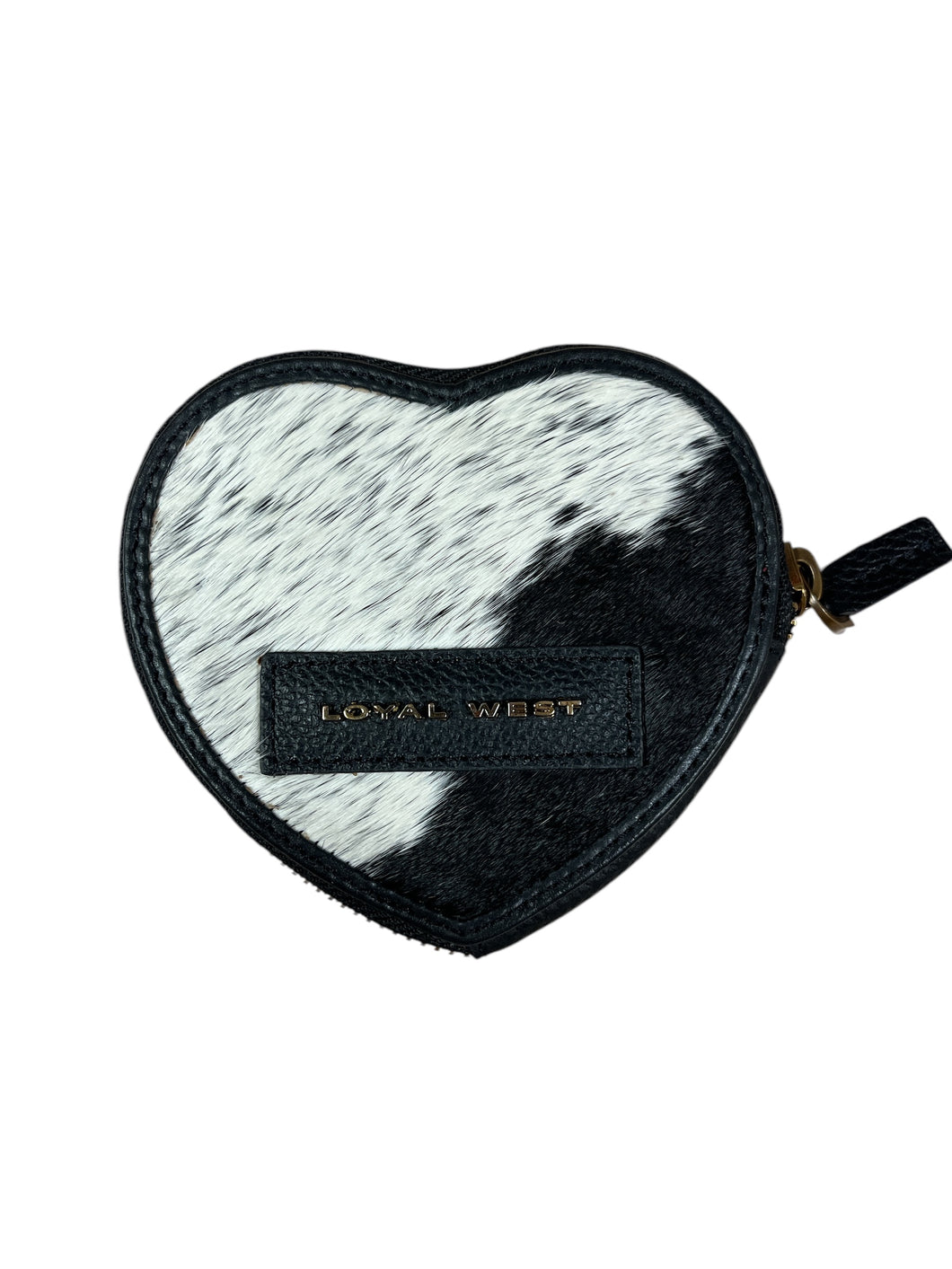 Loyal West Cupid Coin Pouch - Black And White Cowhide