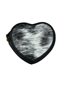 Loyal West Cupid Coin Pouch - Black And White Cowhide
