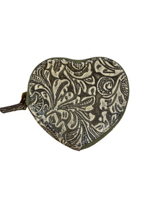 Loyal West Cupid Coin Pouch - Embossed Floral Leather