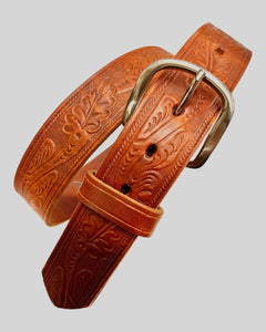 Gingerich Leather Men's Western Tooled Design Classic Leather Belt