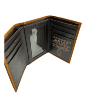 Load image into Gallery viewer, Ariat American Flag Patch Trifold Leather Wallet