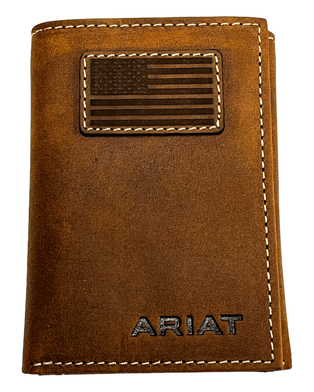 Ariat American Flag Patch Trifold Leather Wallet