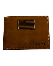 Load image into Gallery viewer, Ariat American Flag Patch Bifold Leather Wallet