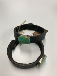 Turquoise and Leather bracelet by Que Chula